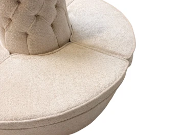 Hollywood Regency Round Banquet Settee Tufted Lobby Sofa in Bouclé, 1980s